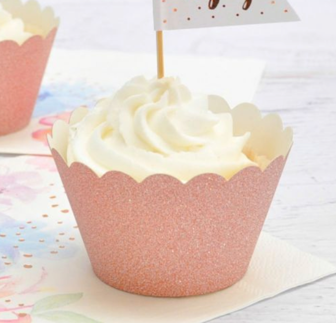 Rose Gold Glitter Cupcake Wrapper Mint Cake and Party