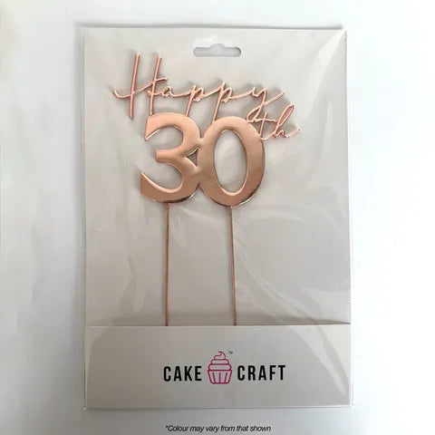 Happy 30th Metal Topper | Rose Gold