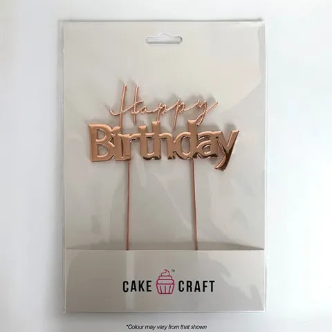 Happy Birthday Metal Topper | Rose Gold | Style 1