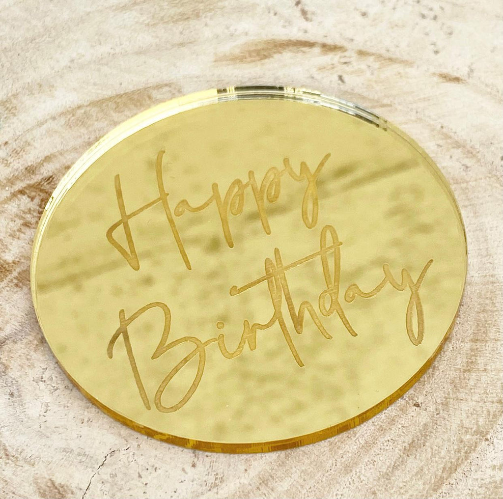 Gold Laser Cut Plaque 'Happy Birthday'