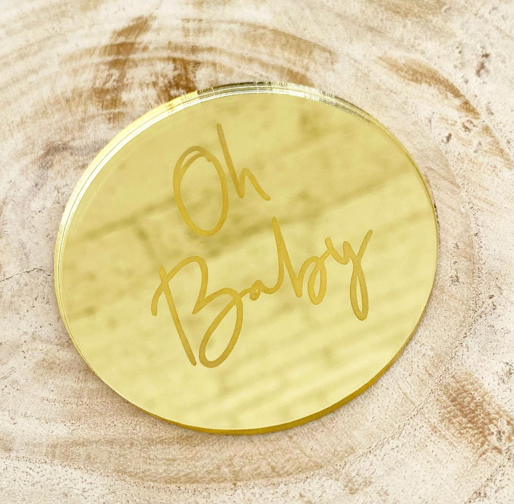 Gold Laser Cut Plaque 'Oh Baby'