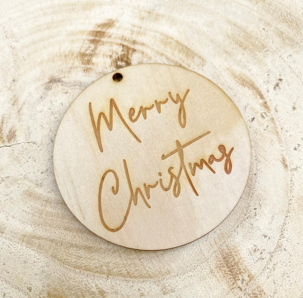Timber Laser Cut Gift Tag 'Merry Christmas'
