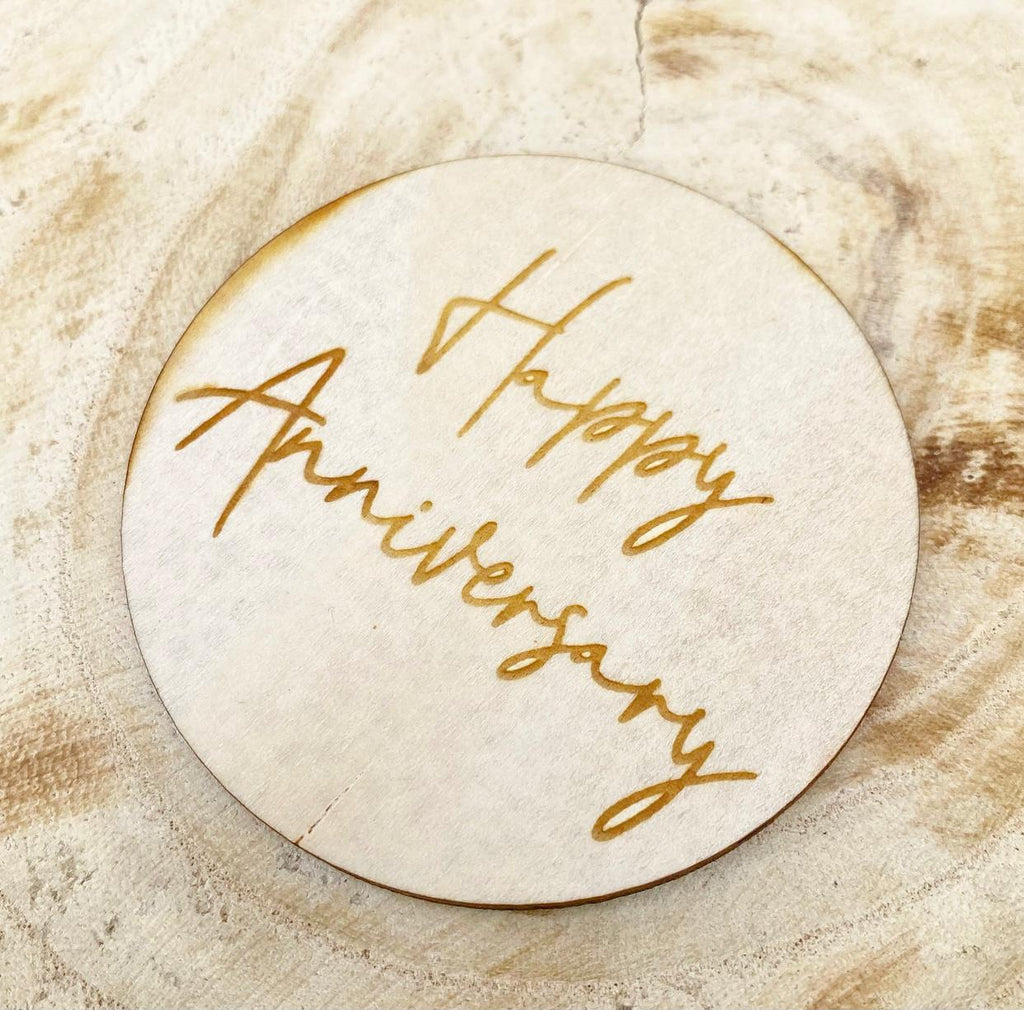 Timber Laser Cut Plaque 'Happy Anniversary'