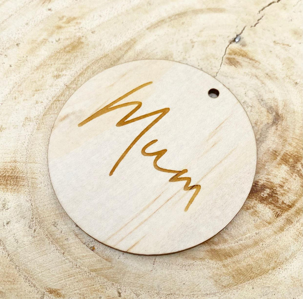 Timber Laser Cut Gift Tags 'Mum'
