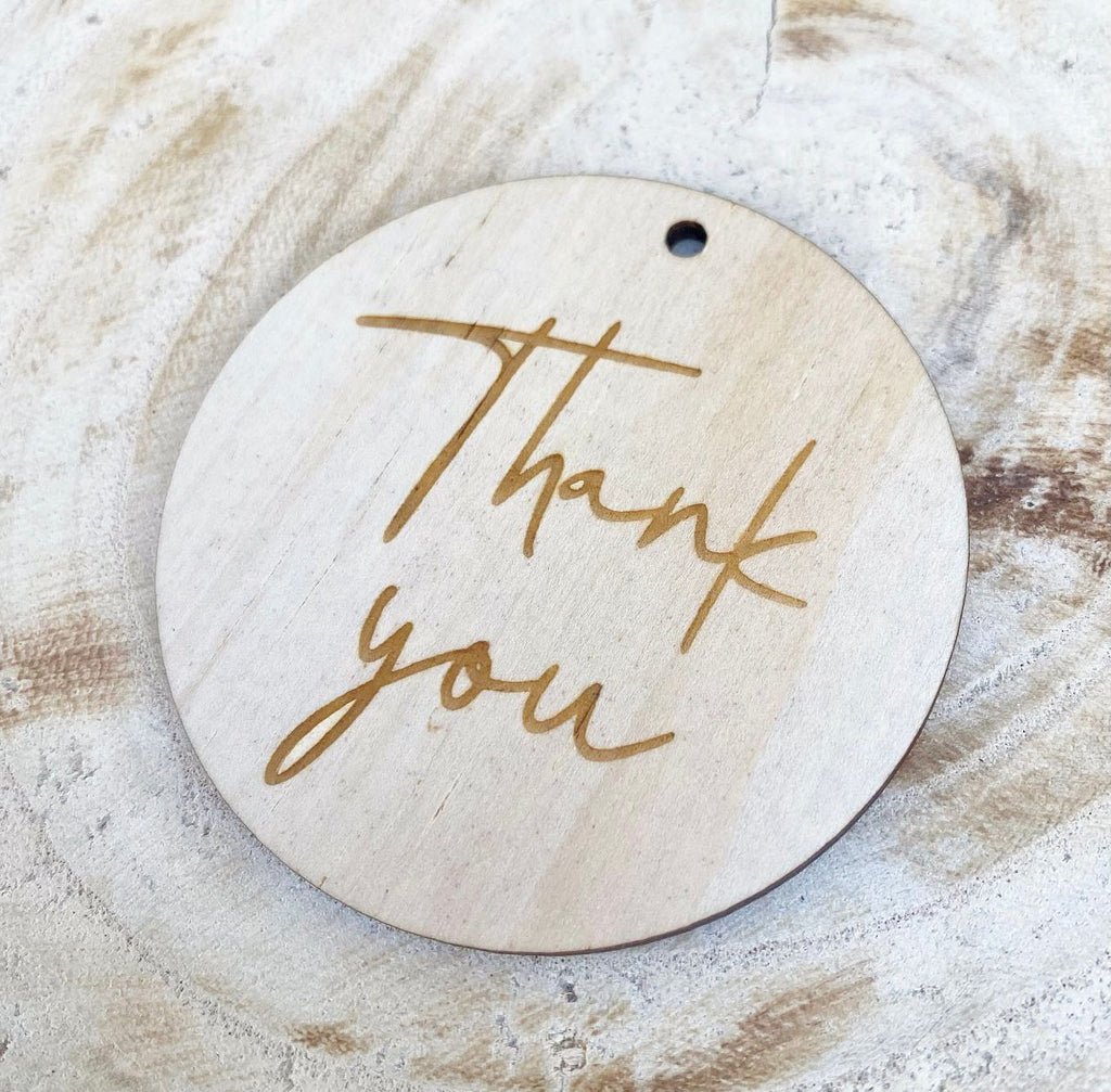 Timber Laser Cut Gift Tag 'Thank You'