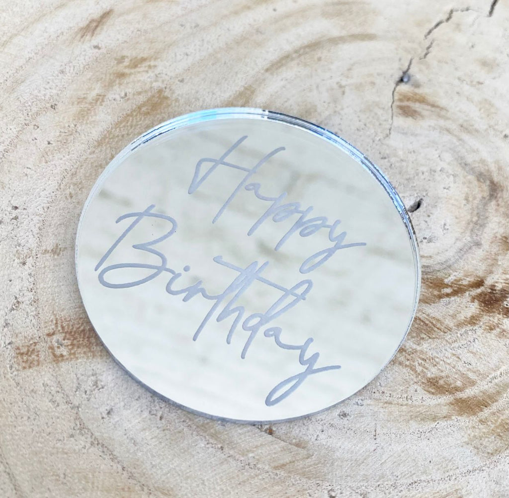 Silver Laser Cut Gift Tag 'Happy Birthday"