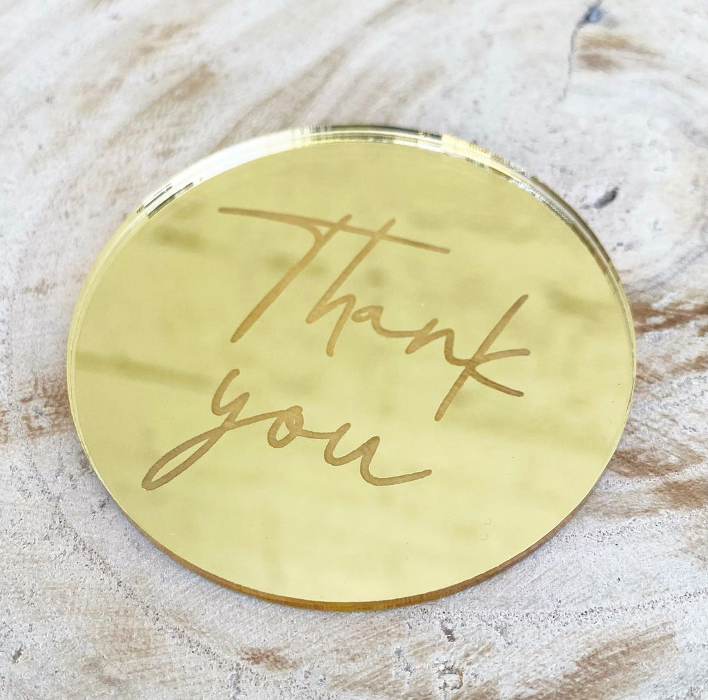 Gold Laser Cut Plaque 'Thank You'