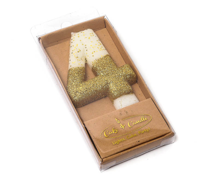 Gold Glitter Dipped NUMBER Candles