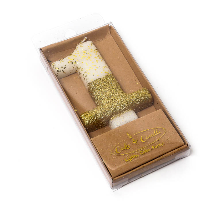 Gold Glitter Dipped NUMBER Candles