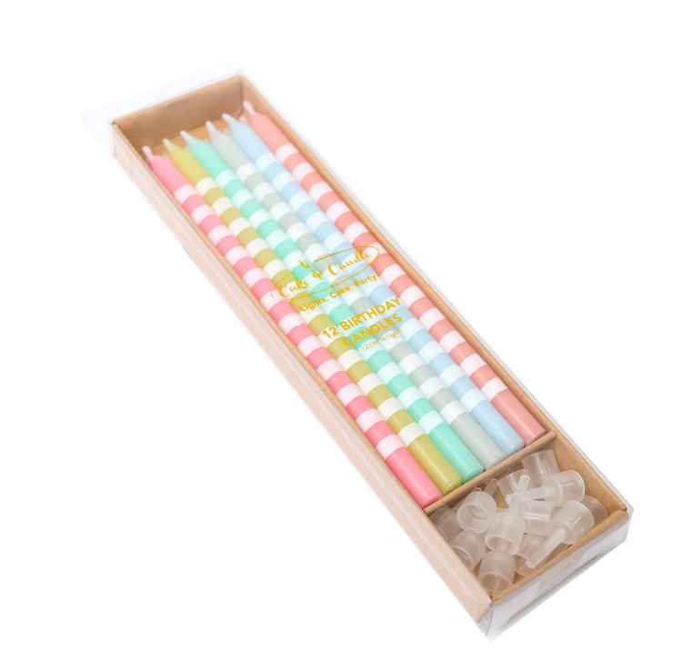 Pastel Striped Candles (12 pack)