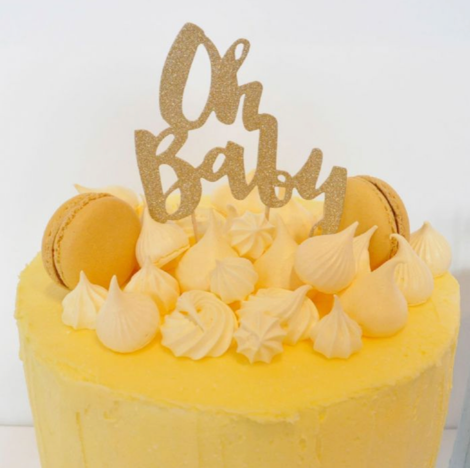 Oh Baby Gold Glitter Cake Topper
