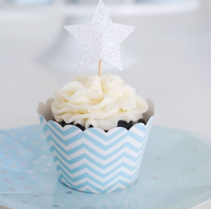 Chevron Blue Cupcake Wrapper