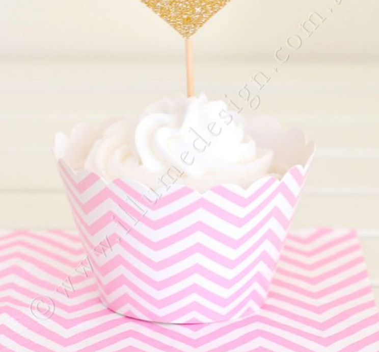 Chevron Pink Cupcake Wrapper