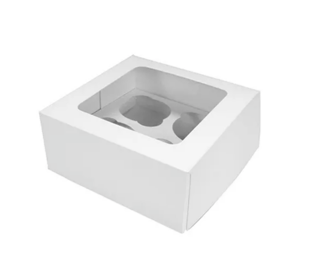 White Display Cupcake Box - Mini 4 Holes