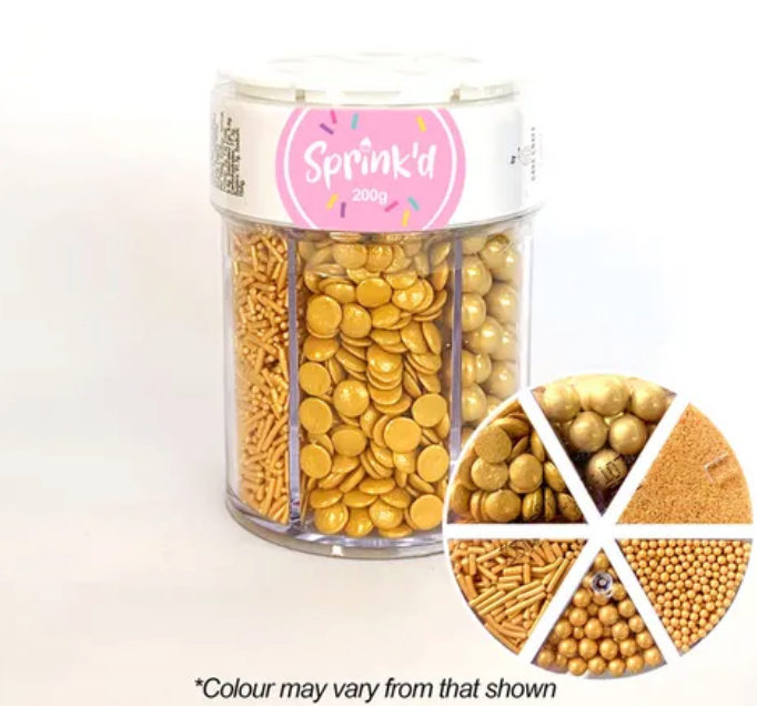 6 Sprinkle Cavity Jar - Gold Shiny
