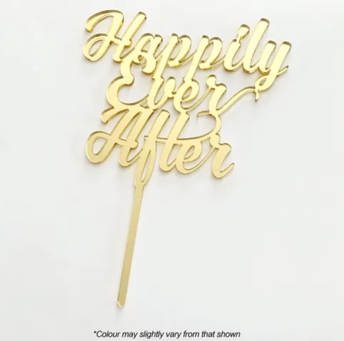Happily Ever After Acrylic Cake Topper - Gold