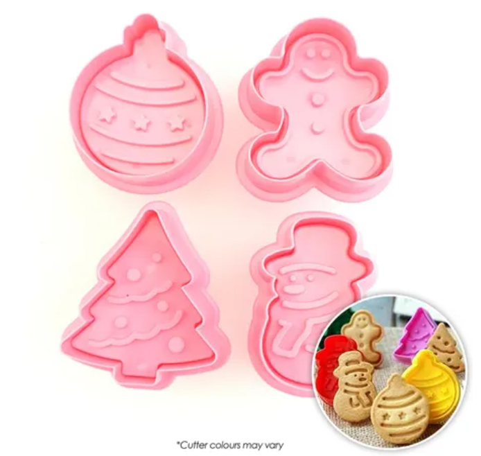 Pink Christmas Plunger Cutters - Pack of 4