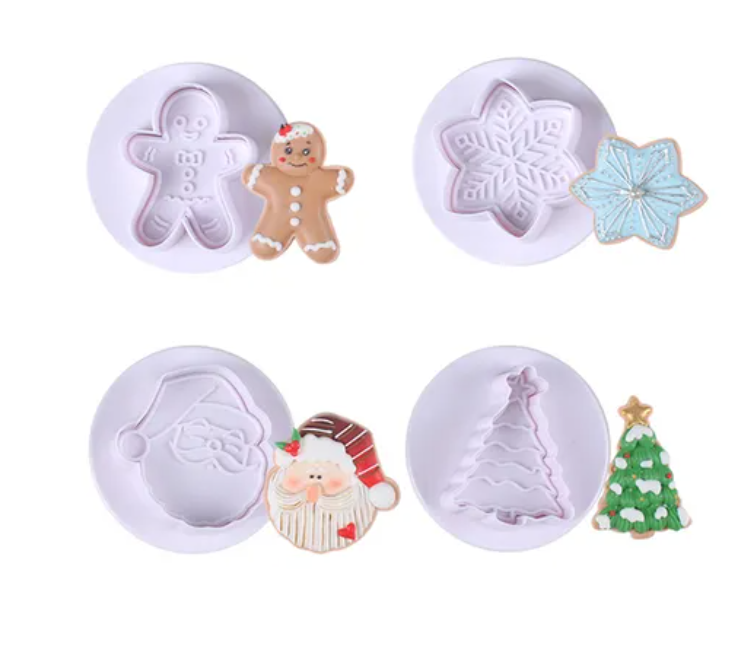 White Christmas Plunger Cutters - Pack of 4