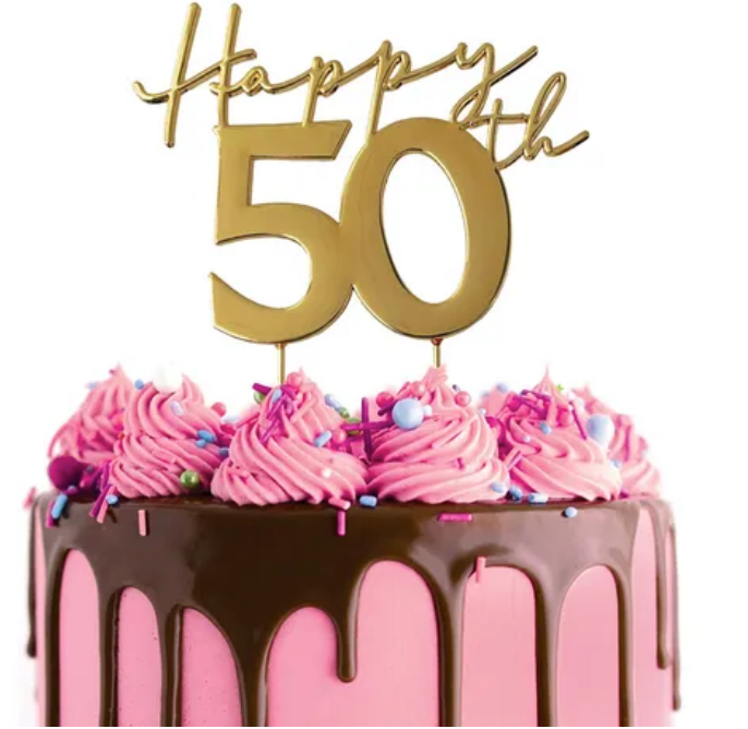 Happy 50th Metal Topper | Gold