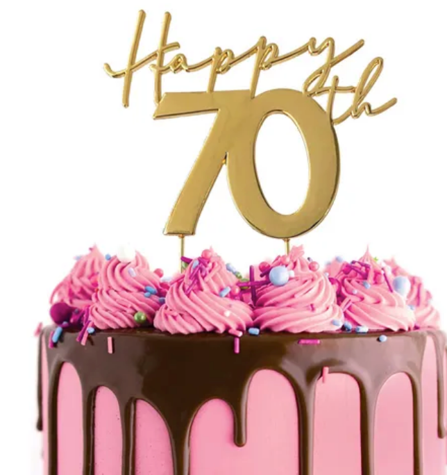 Happy 70th Metal Topper | Gold
