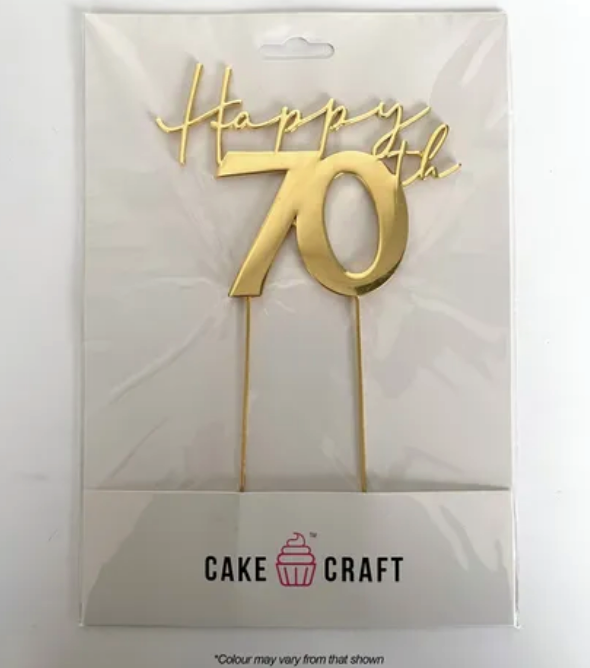 Happy 70th Metal Topper | Gold