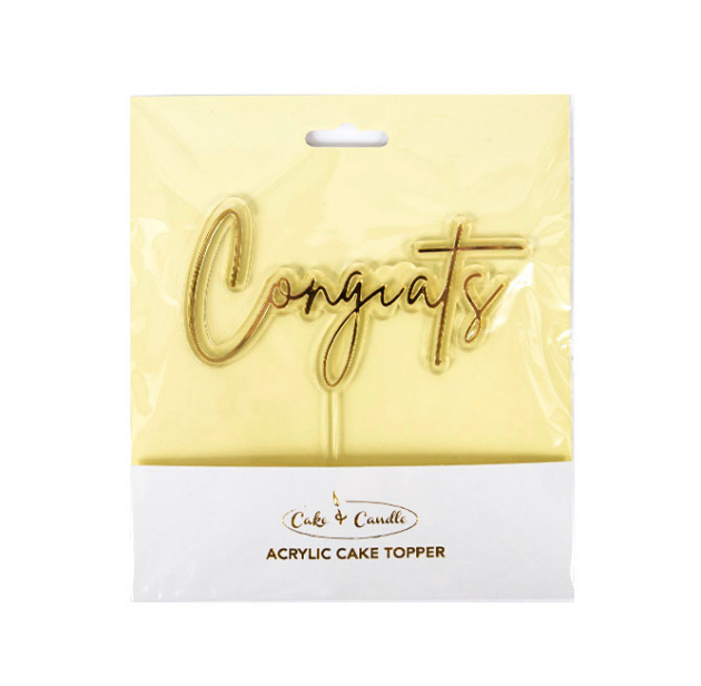 CONGRATS Gold/Clear Layered Cake Topper