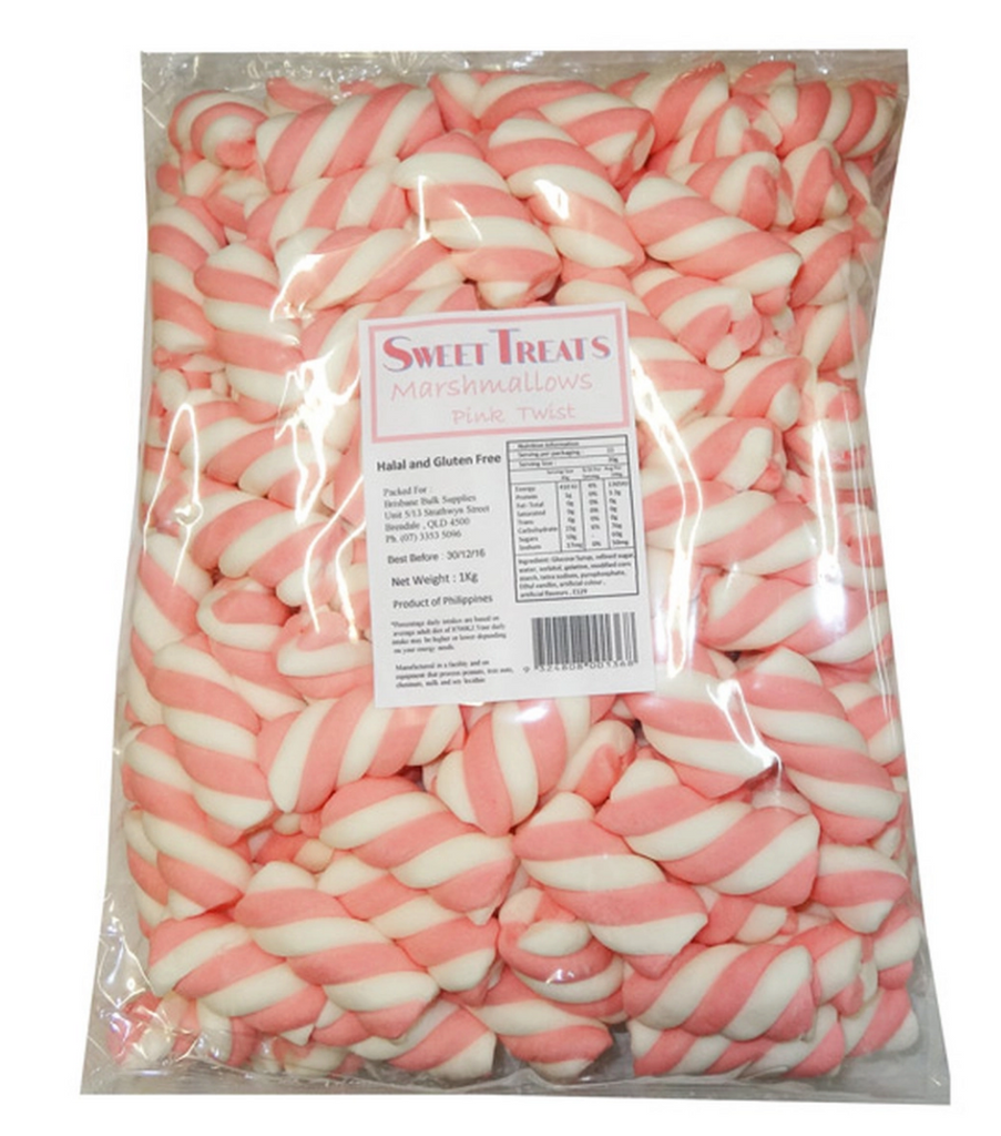 Sweet Treats Marshmallow Twists - Pink and White (1kg)
