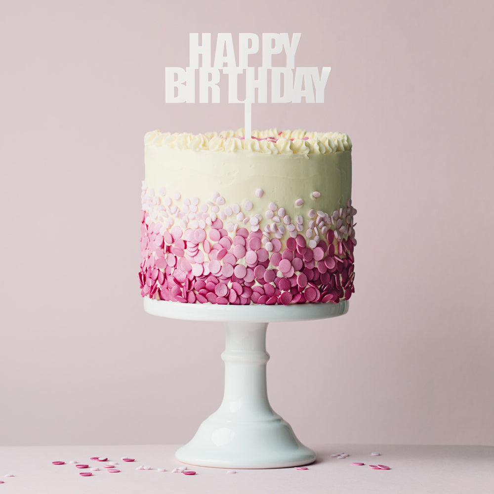 Bold Happy Birthday - White