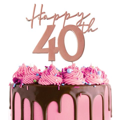 Happy 40th Metal Topper | Rose Gold