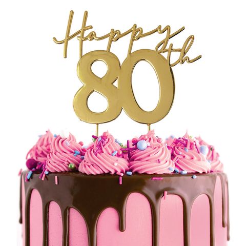 Happy 80th Metal Topper | Gold