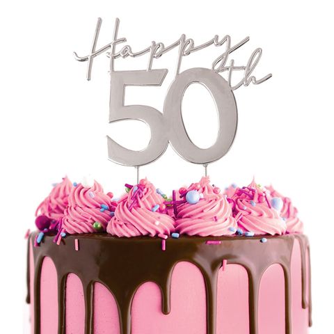 Happy 50th Metal Topper | Silver