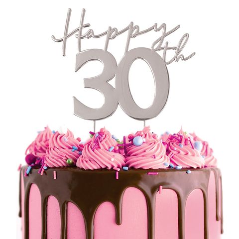 Happy 30th Metal Topper | Silver