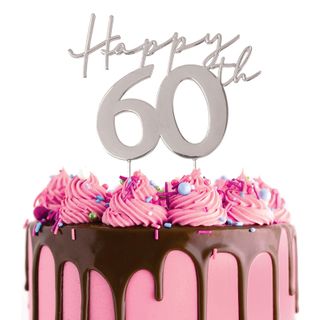Happy 60th Metal Topper | Silver