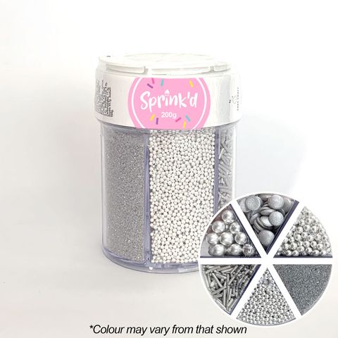 6 Sprinkle Cavity Jar - Silver Shiny