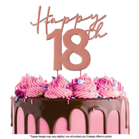 Happy 18th Metal Topper | Rose Gold