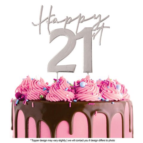 Happy 21st Metal Topper | Gold