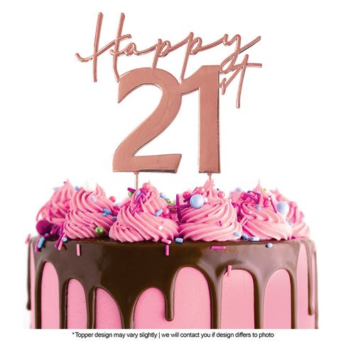 Happy 21st Metal Topper | Rose Gold
