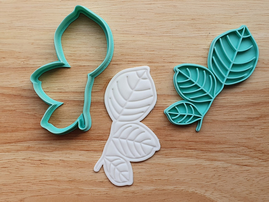 Stem With Leaves Cutter & Embosser Set by 3 Lil Bugs